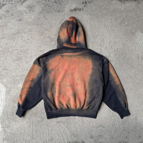 Artisanal Vintage Treatment Embroidered Black Hoodie